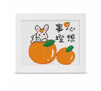 Luwecf Beginner Cartoon Hare Cross Stitch Kit, Handmade Decor, Cartoon Designs, Suitable for Learning Cross Stitch, for Home, H134 Xin Xiang Shi Cheng Rabbit, White, No Frame