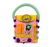 Luwecf Busy Board Toddlers Backpack for Boys, Children's Learning Toy, Fine Motor And Math Skills, Pink