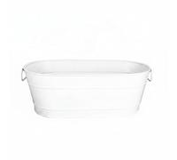 Luwecf Chilling Bucket Metal Beverage Ice Tub Oval Drink Holder Practical Lightweight Design Suitable for Dinner Party Home Entertaining, White