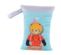 Luwecf Cloth Diaper Wet Bag Napkin Storage Bag Portable Printed Reusable Cute with 2 Zippered Pockets Pouch for Sweaty Clothes Gym, Light Blue