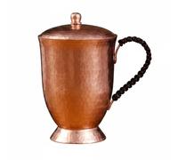 Luwecf Copper Drinking Mug Designed with Hammered Metal Finish Comfortable Handle Matching Lid and Elevated Footed Base for Home Dining Tea Time Chill Moments