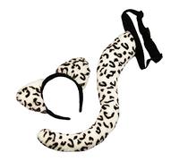 Luwecf Cosplay Tail Set Includes Cosplay Tail Headband Gloves Party Costume Accessories Crafted with Soft Cotton Suitable for Children Adults Masquerade Role, Snow Leopard 2pcs