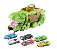 Luwecf Dinosaur Carrier Truck Toy Dinosaur Swallow Transport Car Toy Party Favor Dinosaur Swallowing Vehicle Game for Boy Girls Gift, Green with 6 cars