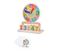 Luwecf Education Clock for Kids Wooden Clock Toy Life Skills Training Games Wood Teaching Clock for Toddlers Kids Boys and Girls