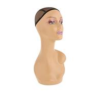 Luwecf Female Mannequin Head Stand Display Model Bust Holder Form Suitable for Gift Giving Hair Decoration, Brown left RedPurple