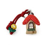 Luwecf Keychain, Japanese Fairy-Tale Bag Charm, Red Little House | Metal Loop, Whimsical Key Charm, Travel Bag Embellishment, For Office Workers