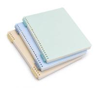 Luwecf Loose-Leaf Blank Page Student Notebook, and Paper Materials, Minimalist Design, Error Correction, 70 Paper, For Student Use, 3 books, yellow, blue, and green, 360 pages total, size to 2