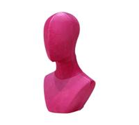 Luwecf Mannequin Head Stand Bust Mannequin Head with Shoulders Stand for Jewelry Display Stand Necklace Holder Velvet Fiberglass Material Suitable for Sa, Rose Red