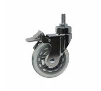 Luwecf Medical Caster PU Wheel Threaded Caster Locking Swivel Caster Steel Bracket with Double Ball Bearings for Floor Protection and Stable Transport, 4IN, Chrome M12 Swivel A