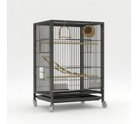 Luwecf Metal Pet Cage for Cockatiel, Parakeet, and Parrot, for Nesting, Starry Black, Black, 43 * 32 * 96
