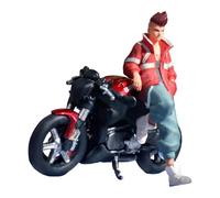 Luwecf Miniature Motorcycle Model with Resin Figure And Handcrafted Diorama Accessories for Collections, Micro Landscape for Office, Home Decoration, Writing, Boy