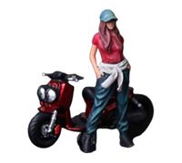 Luwecf Miniature Motorcycle Model with Resin Figure And Handcrafted Diorama Accessories for Collections, Micro Landscape for Office, Home Decoration, Writing, Girl