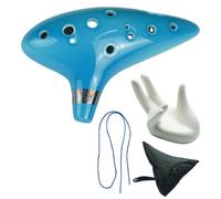 Luwecf Ocarina 12-Hole Musical Instrument Complete Set with Hand Rest, Music Sheet, for Children, Gift, Music Lessons at Home, Beginners, Light Blue