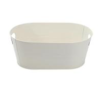 Luwecf Oval Ice Bucket with Carrying Handle, Great for Beverage Storage in Social Settings, White