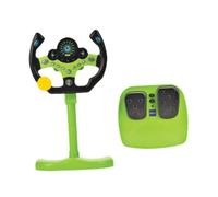 Luwecf Pretend Driving Wheel Set with Brake Pedal for Young Learners, Green