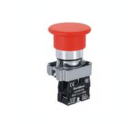 Luwecf Push Button Switch Round Control Button Panel Switch Electrical Switch Momentary Self Reset Metal Alloy Electrical Life Mechanical Life IP65, Red, 1NC Bc42