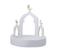 Luwecf Ramadan Tray Resin Art Decor Eid Mubarak Plate Serving Tableware Tray Hand Painted Moon Suitable for Muslim Gift Table Decoratio, A