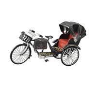 Luwecf Rickshaw Miniature Model Tricycle Collection in Alloy with Moving Parts, Vintage Decorative Metal Object, Classic Reproduction for Collectors, Black Three Wheeled
