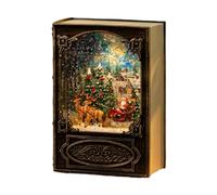Luwecf Shimmering Music Box Christmas Lantern Gift Mini Book Glittering Lantern for Tabletop, Santa Claus