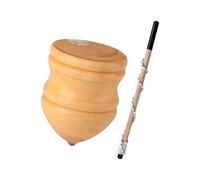 Luwecf Trompos Wood Carved Tops with Rod Handmade Traditional Nostalgic Toys Sturdy Point Unpainted Wood Tops for Beginners Kids, 8 inch with 50cm Rod