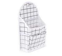 Luwecf Waterproof Hanging Cloth Storage Basket, Linen, Dormitory Use, Modern Minimalist Style, Metal, Mesh Construction, For Home, For, Cotton and linen hanging bag - white square grid