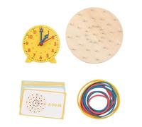 Luwecf Wooden Geoboard, Educational Graphic Clock, Time-Telling Game for Toddlers, Indoor Games, Boys, with Clock Model