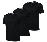 LUWELL PRO 3 Pack Mens T Shirts Gym Clothes Running ShirtsQuick Dry Sport Tops for Men UK Moisture Wicking Athletic Shirt Breathable Short Sleeve Work Tshirts Multipack(YF-UK-560-3Black-L)