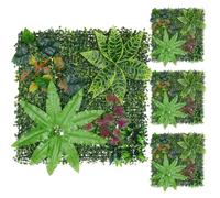 LUWENER 4 Pcs 50cm×50cm Artificial Fern Leaf Wall Panels, Combine to 1m×1m, Realistic Greenery Wall, Privacy Hedge Decor for Home Office Cafe Balcony Garden Indoor Outdoor