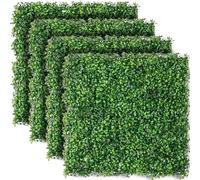 LUWENER 4PCS Artificial Grass Wall 1m x 1m Boxwood Grass Wall Panels,4pcs Greenery Artificial Leaves Hedge PanelsBackdrop Boxwood Hedge Panels for Fence Privacy Screen(Green Milan Leaves)