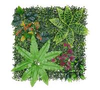 LUWENER Artificial Grass Wall 1m x 0.5m Mixed Fern Plant Wall Panels 2pcs Greenery Grass Backdrop Panel Boxwood Hedge Panels for Fence Privacy Screen (2PCS,50x50cm)