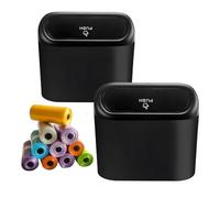 luwiscook 2Pcs Mini Car Trash Can Bin with Lid & 150pcs Trash Bags, Vehicle Car Rubbish Garbage Trash Can Bin Storage for Front Back Seat Accessories, Office, Home