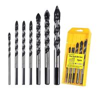 luwiscook 7PCS Tile Drill Bits Set 4/6/6/6/8/10/12mm, Masonry Drill Bit for Porcelain Ceramic Tile, Concrete, Brick Wall, Glass, Plastic, Cement and Wood, Industrial Strength Carbide Drill Bits Set