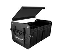 luwiscook Car Boot Organiser with Cover, 70L Collapsible Storage Organiser, Car Boot Tidy with 3 Large Compartments, 5 Side Pockets, Non Slip Bottom & Strong Handle, Fit for All Vehicles