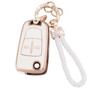 luwiscook Car Key Cover with Keychain Lanyard, 2 Buttons Smart Soft TPU Key Fob Protection Case for Opel for Vauxhall Corsa Astra Vectra Zafira Signum Meriva Tigra Insignia Combo