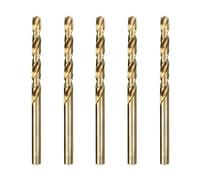 luwiscook HSS 5% Cobalt Jobber Drill Bit Set, 5pcs 5mm M35 Twist Drill Bits, 135° for Stainless Steel, Hard Metals, Cast Iron, Aluminium and Copper, Stored in A Plastic Box