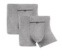 LUWOO 2 Packs Underwear for Men with Zipper, Travel Boxer Briefs, Medium Size, Grey