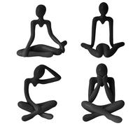 LUWOO 4 Pack Plastic Thinker Statue Decor, Abstract Style Sculptures Decoration, Bookshelf Desktop Art Figurines Decor for Office, Home (Black)