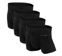 LUWOO 4 Packs Underwear for Men with Zipper, Travel Boxer Briefs, Medium Size, Black