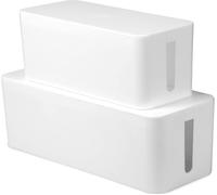 LUWOO Cable Management Box Set of Two, Cord Organizer Box to Hide Surge Protector on Desk or Floor, White