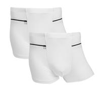 LUWOO Underwear for Men with Zipper, Travel Boxer Brief, LargeSize 2 Packs (White)