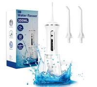 LUWRADAAD Water Dental Flosser - 350ML Cordless Water Flosser with 3 Nozzle Types, 4 Modes Rechargeable Portable Dental Oral Irrigator for Home Travel- IPX7 Waterproof Water Tank, White
