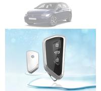 LUWU Car Key Cover Cases for Vw Golf 8/ Seat Leon Ateca Tarraco/ Skodα Octavia Enyaq/ ID.3 ID.4 Multivan T7/ Cuprα Formentor Born 2020-2024 2025 TPU Silicone 3 Buttons Car Key Fob Cover (Sliver)