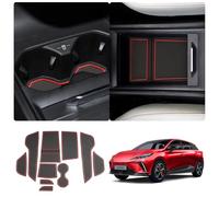 LUWU Compatible with MG 4 MG4 EV Electric 2022 2023 2024 Rubber Mats Centre Console Non-Slip Anti-Slip Mats Anti-Dust Cup Holder Rubber Mat MG4 Interior Accessories (Red)