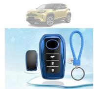 LUWU Compatible with New Toyota C-HR 2024 / Yaris Cross 2020-2024 Car Key Cover Cases Keychain TPU Car Key Fob Accessories Keyring Protective CHR 2024 Accessories (Blue)