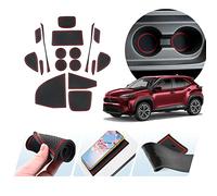 LUWU Compatible with Toyota Yaris Cross MXPB / MXPJ1 2021-2024 2025 Non-Slip Rubber Mats for Centre Console Cup Holder Door Seam Yaris Cross Interior Accessories (Red)