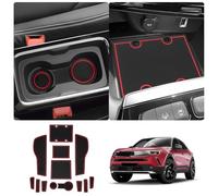 LUWU Kompatibel mit Vauxhall Mokka B Mokka-e 2021-2024 2025 Rubber Mats Mocha e Centre Console Non-Slip Mats Anti-Dust Cup Holder Door Seam Car Mats Interior Accessories (Red)