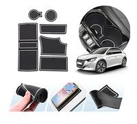 LUWU Peugeot 208 e-208 II GTI GT line 2020 2021 2022 2023 2024 Non-Slip Mats Rubber Mats for Centre Console, Armrest Storage, Cup Holder, Door Slot, Car Interior Accessories Mat Pack of 6 (White)