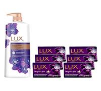 Lux Body Wash Magical Orchid Body Wash 1L (1 Pack) & Lux Purple Magical Soap Bars 6 Pack (80g)