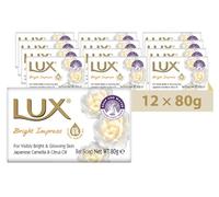 LUX Bright Impress Soap Bar, Japanese Camellia & Citrus Oil, For Visibly Bright & Glowing Skin, 80g (12 Pack)