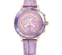 Swarovski , Lux Chrono Leather Watch in Purple & Rose Gold ,Purple female, Sizes: ONE SIZE